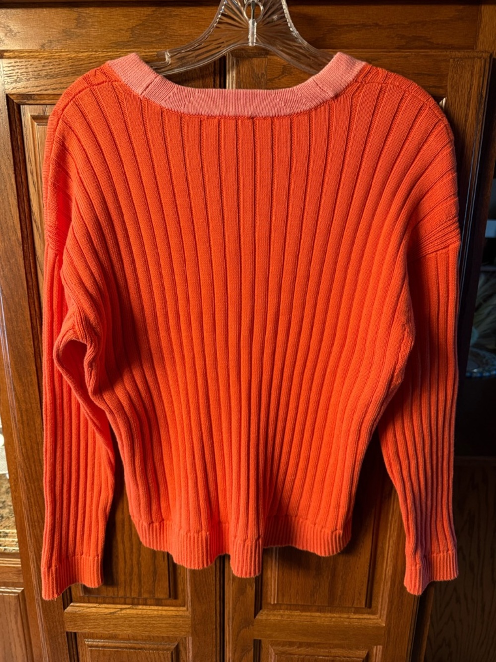 Talbots Ribbed V-Neck Button Front Sweater - Picture 2 of 9